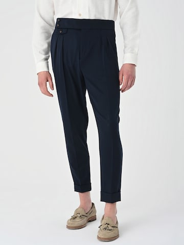 Antioch Slim fit Pleat-front trousers in Blue: front