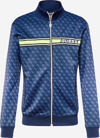 GUESS Zip-Up Hoodie 'KORBIN' in Blue: front