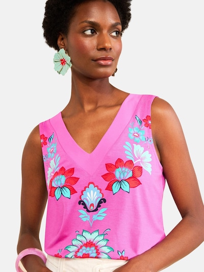 Top love & roses pe albastru noapte / albastru aqua / fucsia / roșu intens, Vizualizare produs