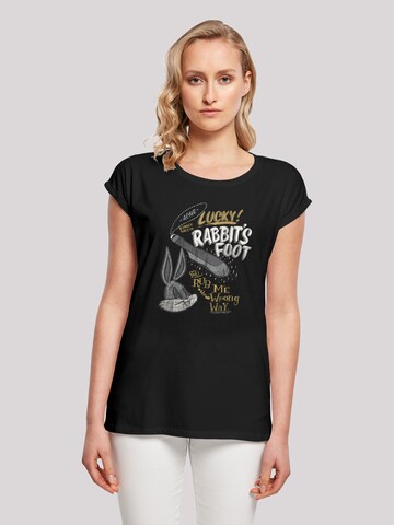 F4NT4STIC Shirt 'Looney Tunes Bugs Bunny Rub Me The Wrong Way' in Schwarz: Vorderseite