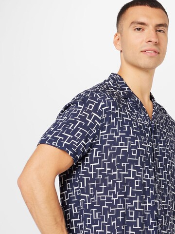 WESTMARK LONDON Comfort fit Button Up Shirt 'Hawaii' in Blue