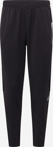 ADIDAS PERFORMANCE Tapered Workout Pants 'Run Icons 3-Stripes' in Black: front