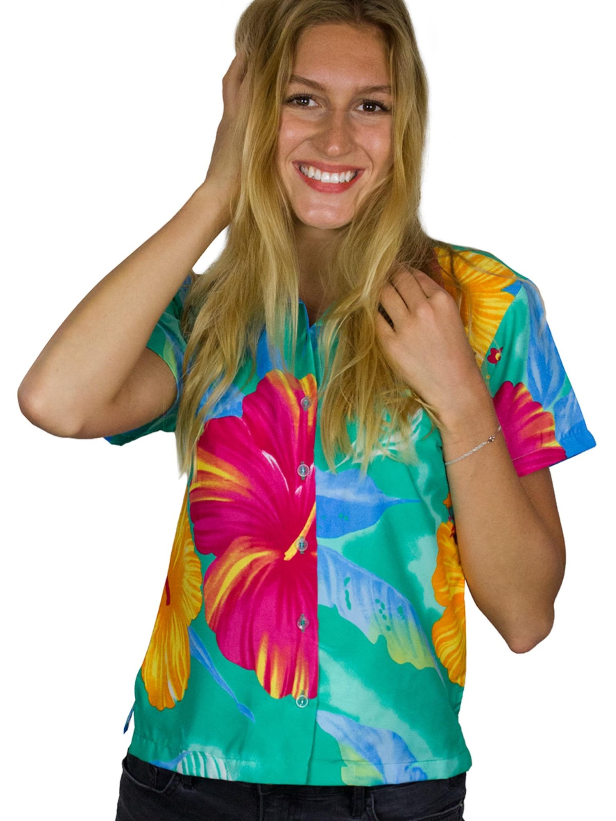 King Kameha Bluse 'Big Flower'‌‌ in Blau
