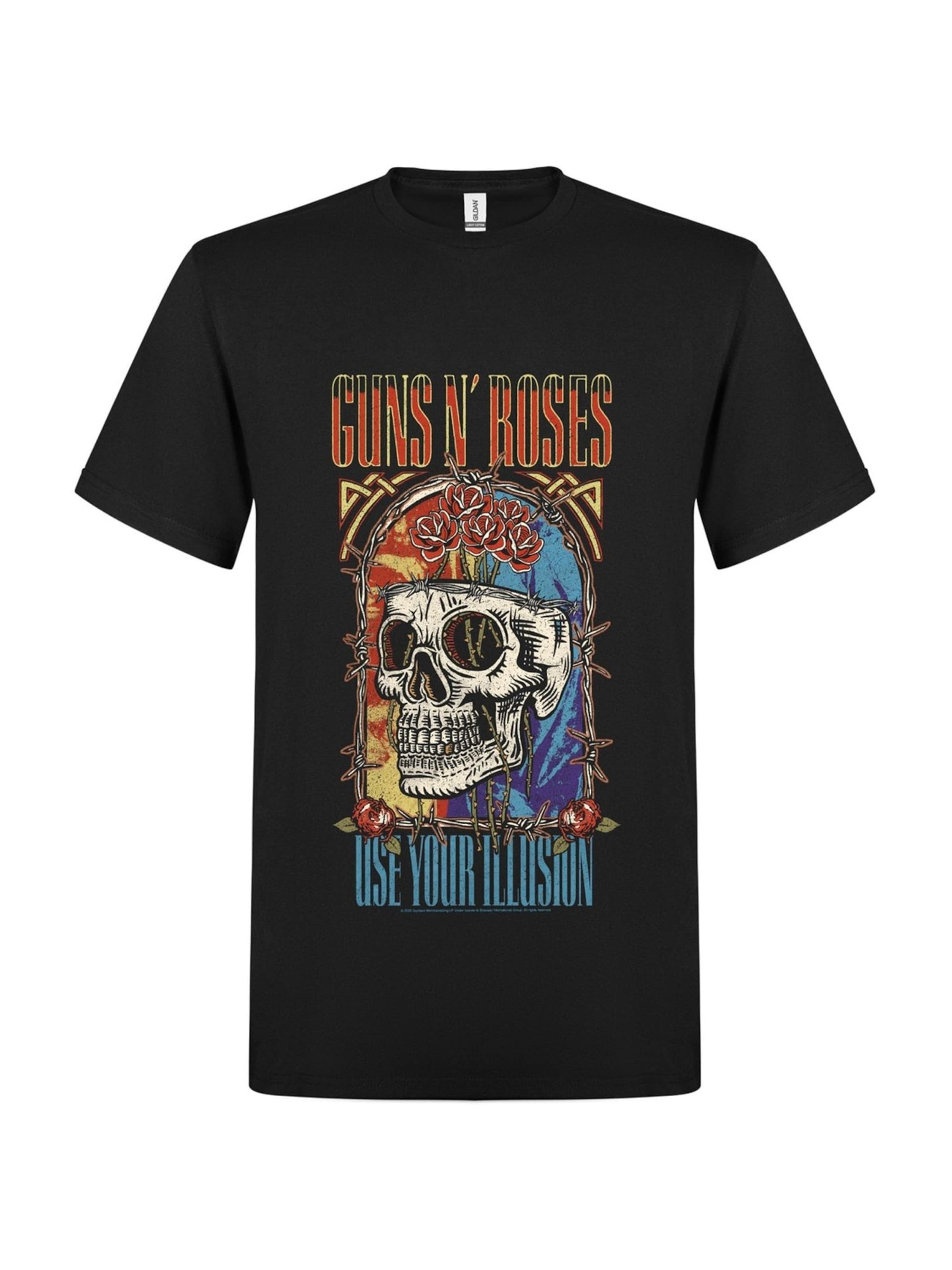 GUNS N' ROSES Shirt 'Use your Illution Skull' in Black: front