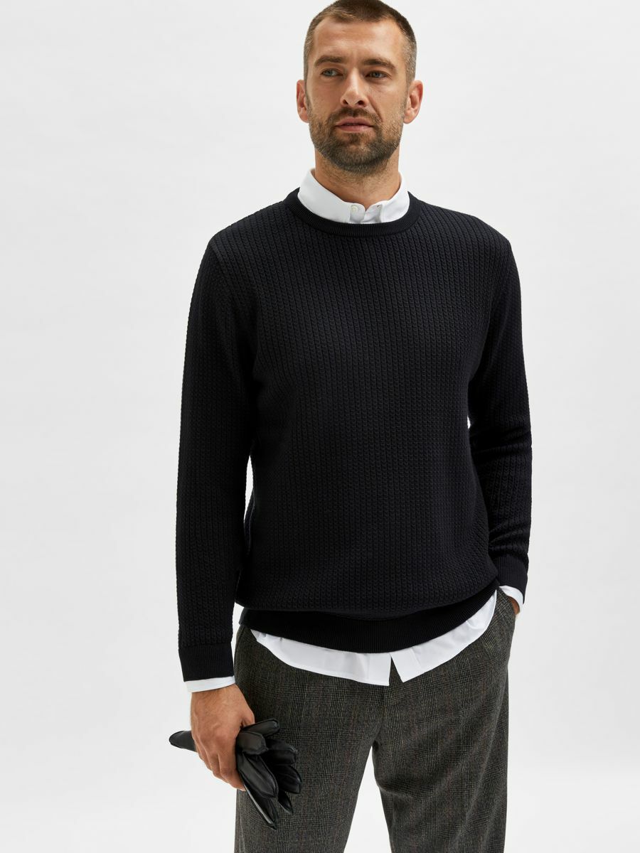 ZsRWl Uomo SELECTED HOMME Pullover in Nero 