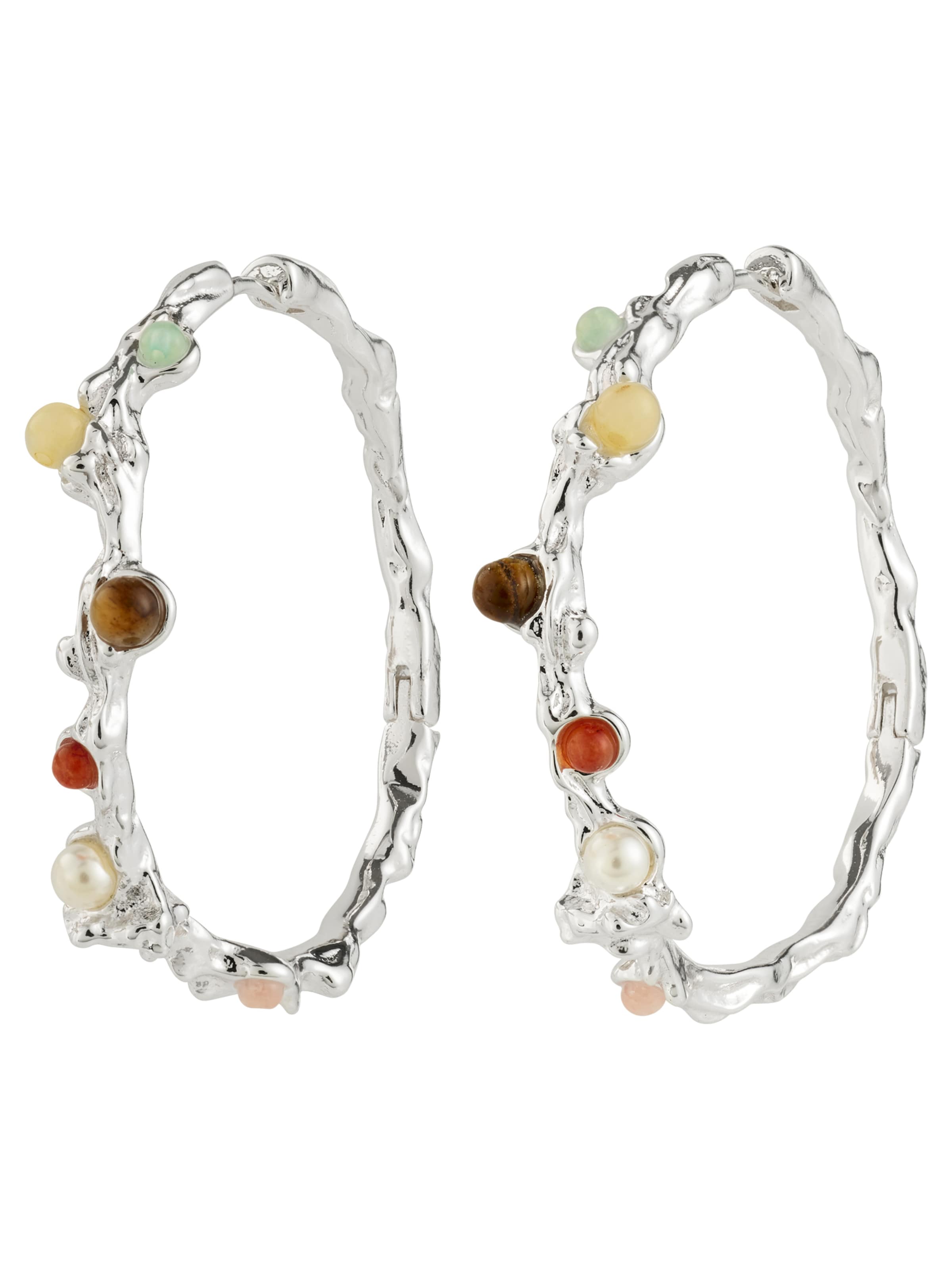 Cercei 'Iris' de la Pilgrim pe argintiu: față