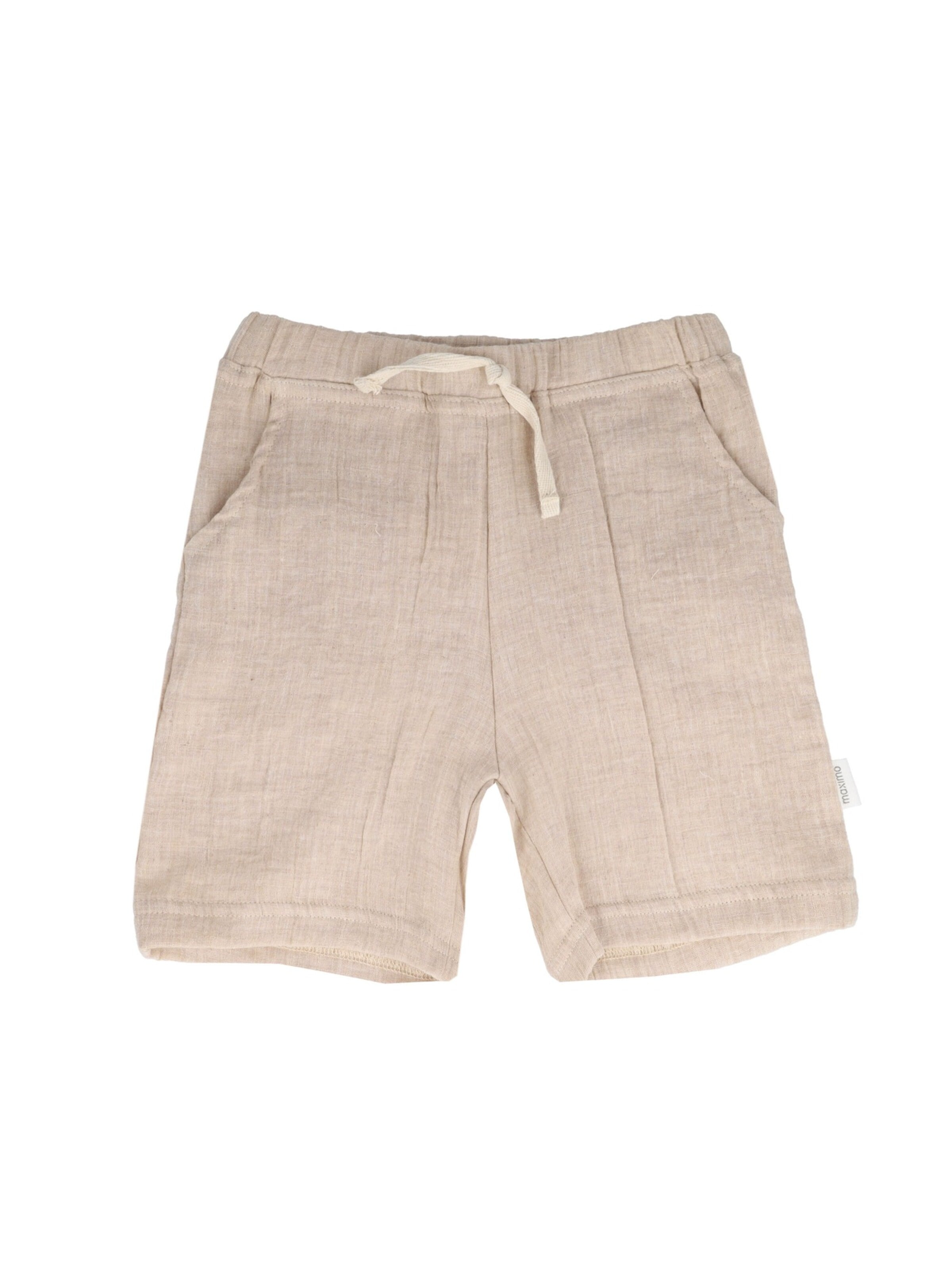 MAXIMO Regular Hose 'GOTS MINI-Shorts,Musselinstoff'‌‌‌ in Beige: Vorderseite