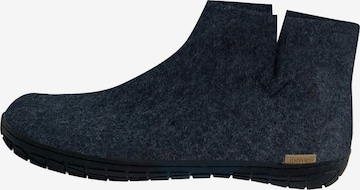 Glerups Muiltjes 'Kautschuksohle Schwarz' in Blauw: voorkant
