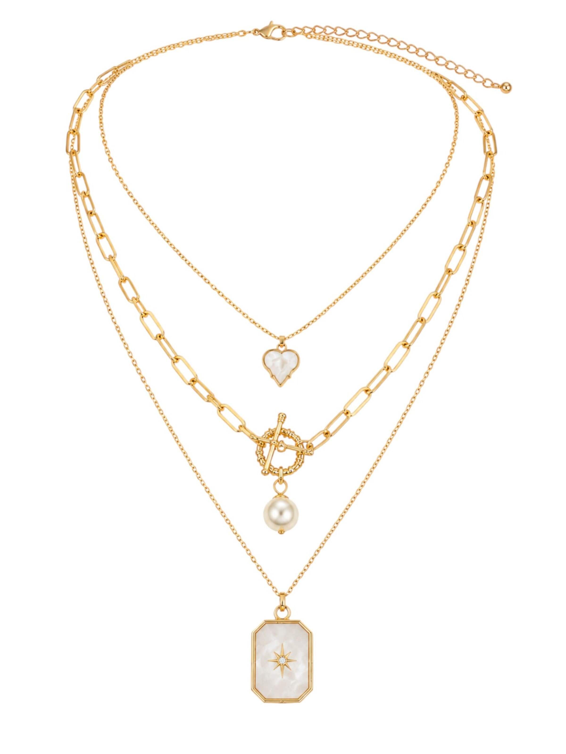 fashionshowcase Schmuckset 'CELYNE – Ketten-Set'‌‌‌‌‌‌‌‌ in Gold: Vorderseite