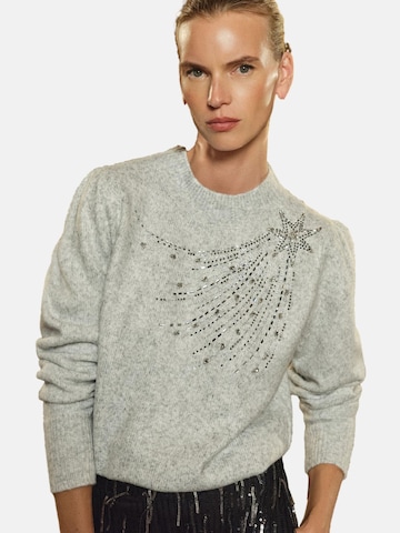Pull-over love & roses en gris : devant