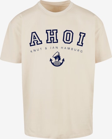 F4NT4STIC Shirt 'Ahoi Knut & Jan Hamburg' in Beige: front