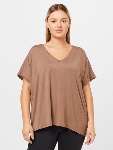 Vero Moda Curve T-Shirt 'AYA' in Braun: predná strana