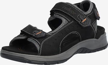 Rieker Hiking Sandals in Black: front