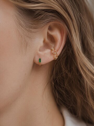 Kamakula Earrings 'Green Baguette' in Gold