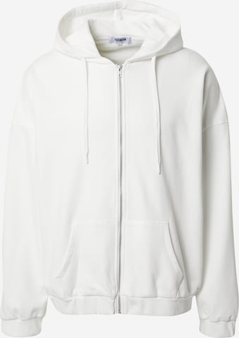 ABOUT YOU Limited Zip-Up Hoodie 'Jonathan' in White: front