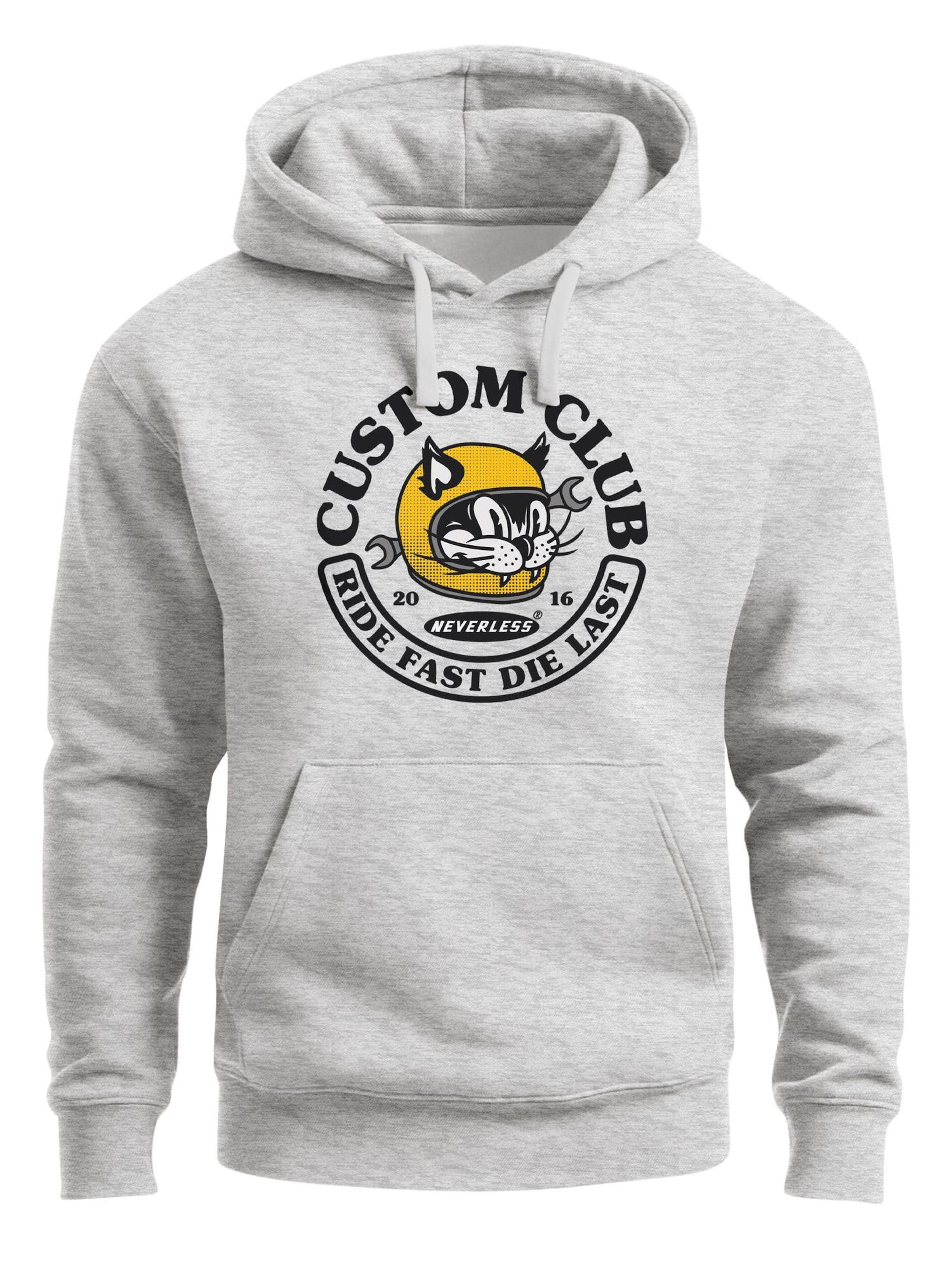 Neverless Sweatshirt 'Racing Cat' in Grey: front