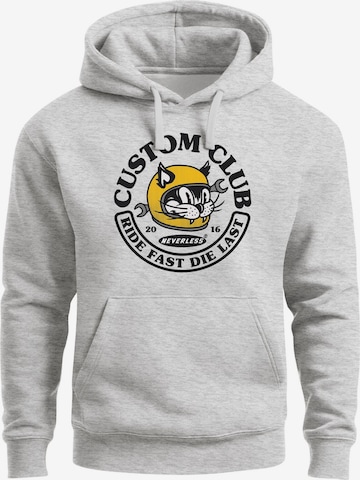 Neverless Sweatshirt 'Racing Cat' in Grey: front