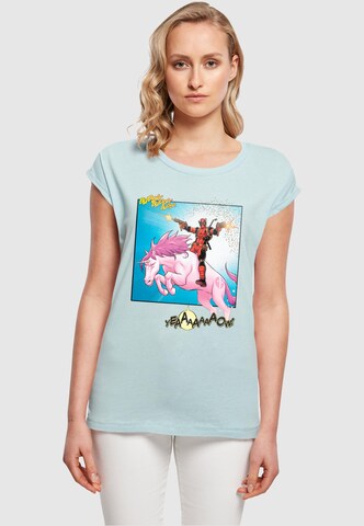 ABSOLUTE CULT T-Shirt 'Deadpool - Unicorn Battle' in Blau: Vorderseite