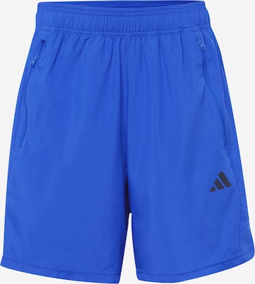 ADIDAS PERFORMANCE Regular Workout Pants 'Train Essentials' in Blue: front