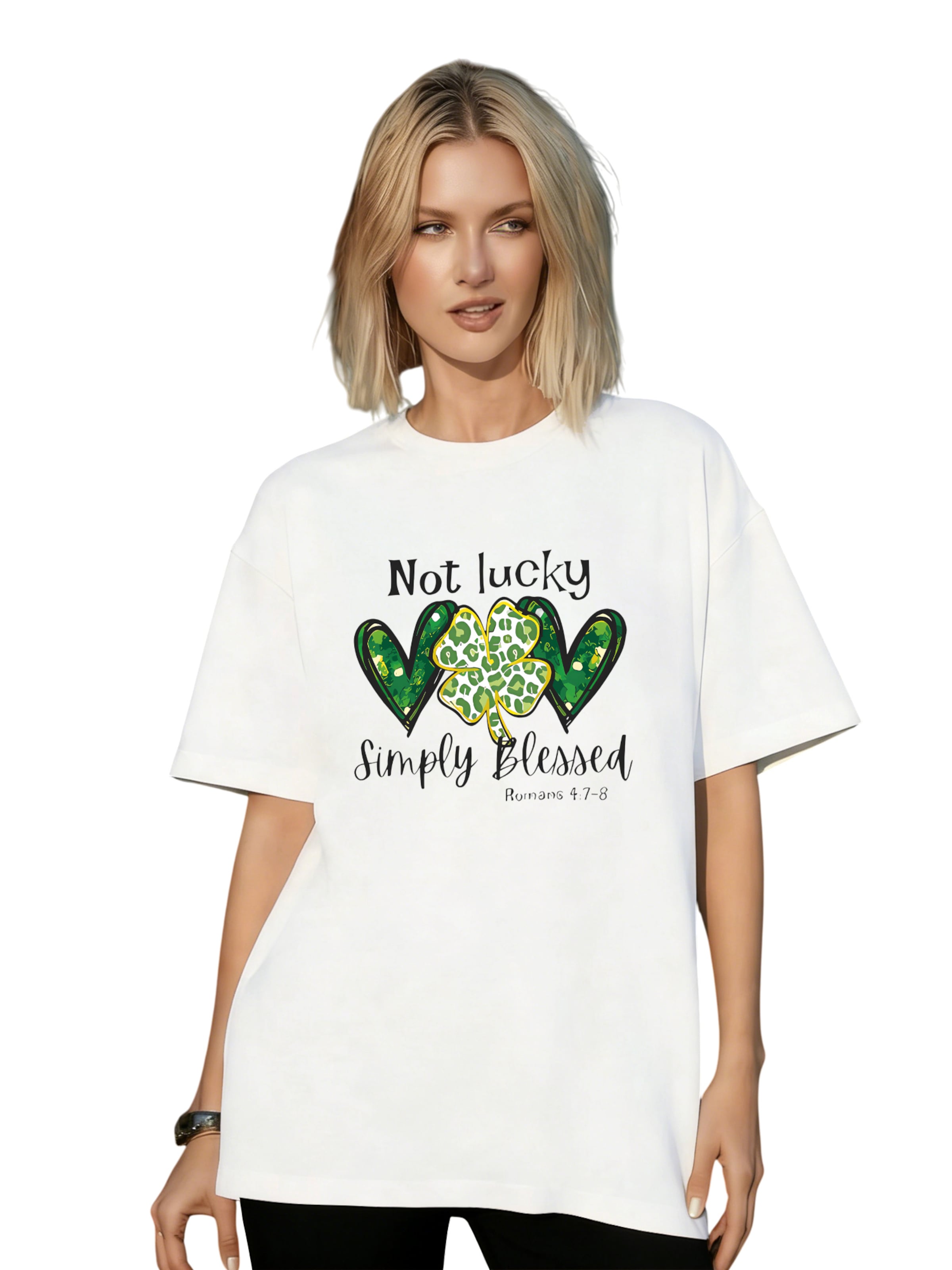 T-shirt 'Women's Casual Cotton Short Sleeve T-Shirt with Heart-shaped Print' GORHEY en blanc : devant