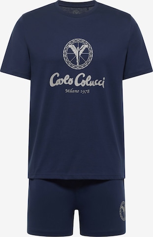 Carlo Colucci Pyjama kort ' Ferremi ' in Blauw: voorkant