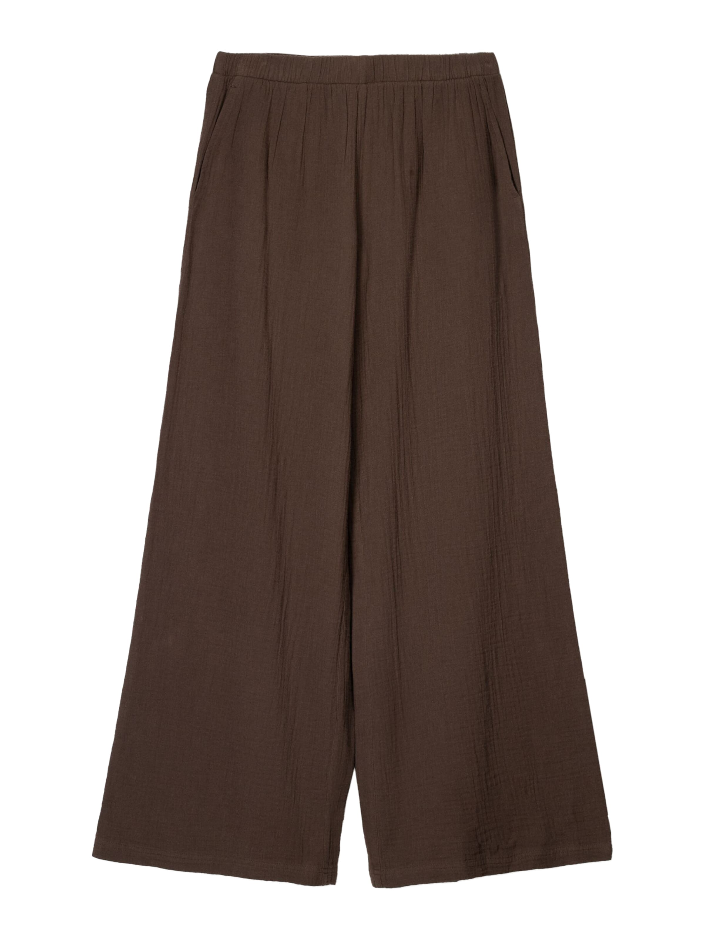 Wide Leg Pantalon Bershka en marron : devant