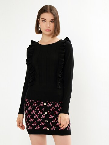 Influencer Pullover in Schwarz: Vorderseite