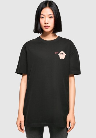 Tricou supradimensional 'Halloween - Boo Ghost' de la Merchcode pe negru: față