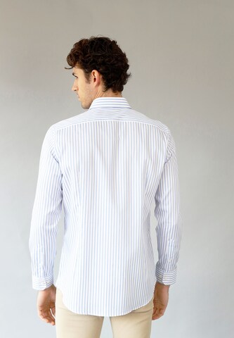 Black Label Shirt Slim Fit Streifenhemd TRAVEL-0129-7006 in Blau