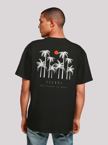 T-Shirt 'Escape Discover the World Palm Trees White' F4NT4STIC en noir