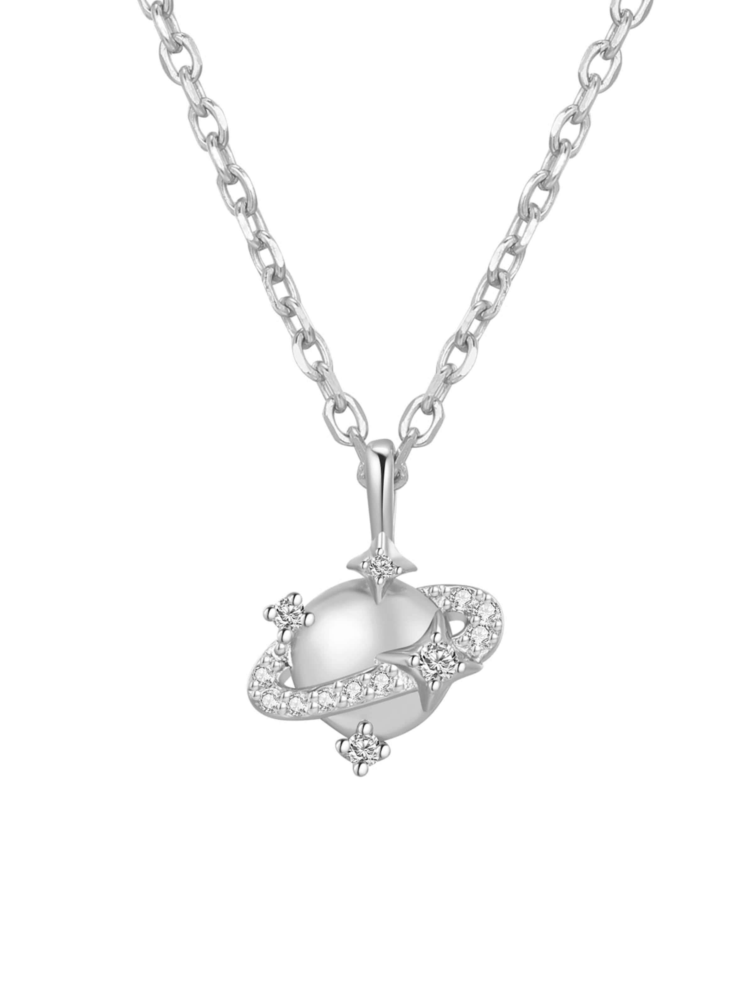 Hey Happiness Necklace 'Planet' in Silver: front