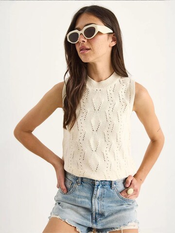 Bianco Lucci Gebreide top in Beige: voorkant