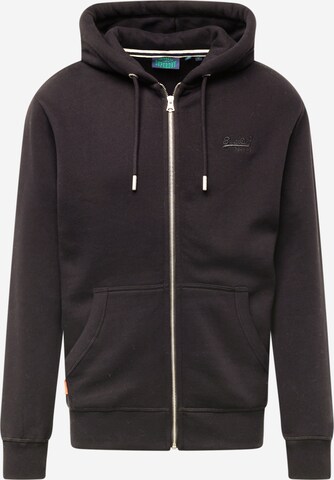 Superdry Zip-Up Hoodie 'Essential' in Black: front