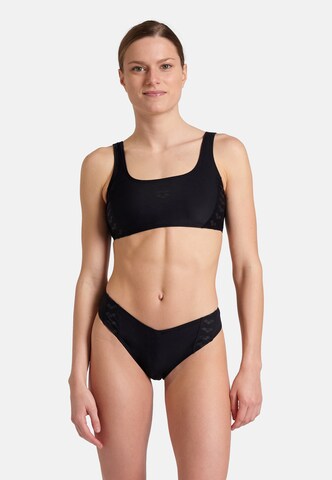 ARENA Bustier Bikini 'Team Stripe' in Zwart: voorkant