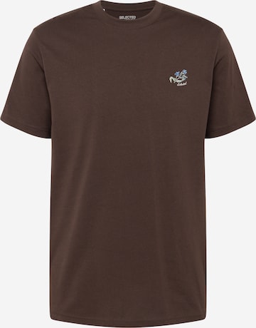 SELECTED HOMME Shirt 'GARLAND' in Bruin: voorkant
