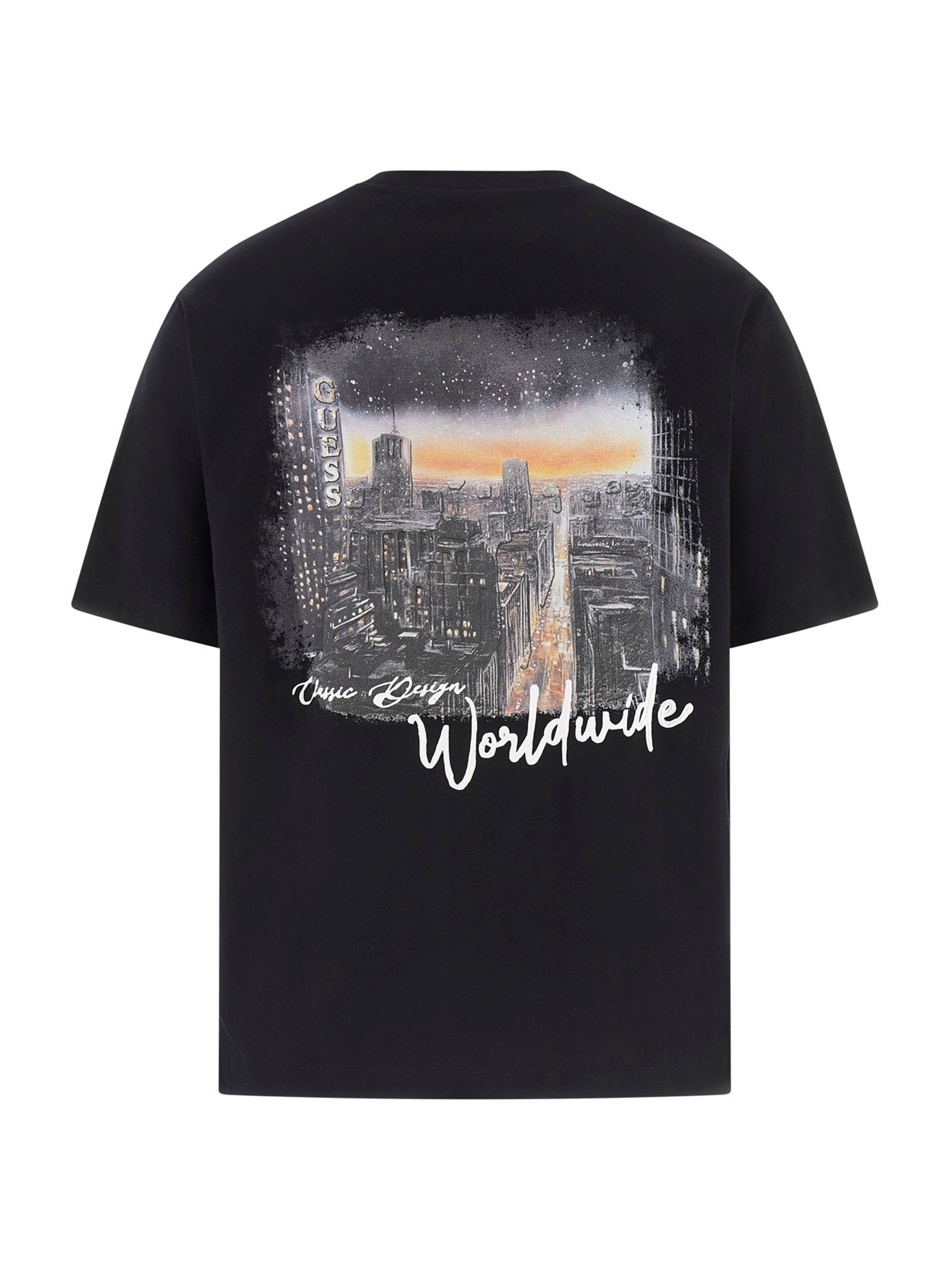 Tricou 'CITY' de la GUESS pe negru