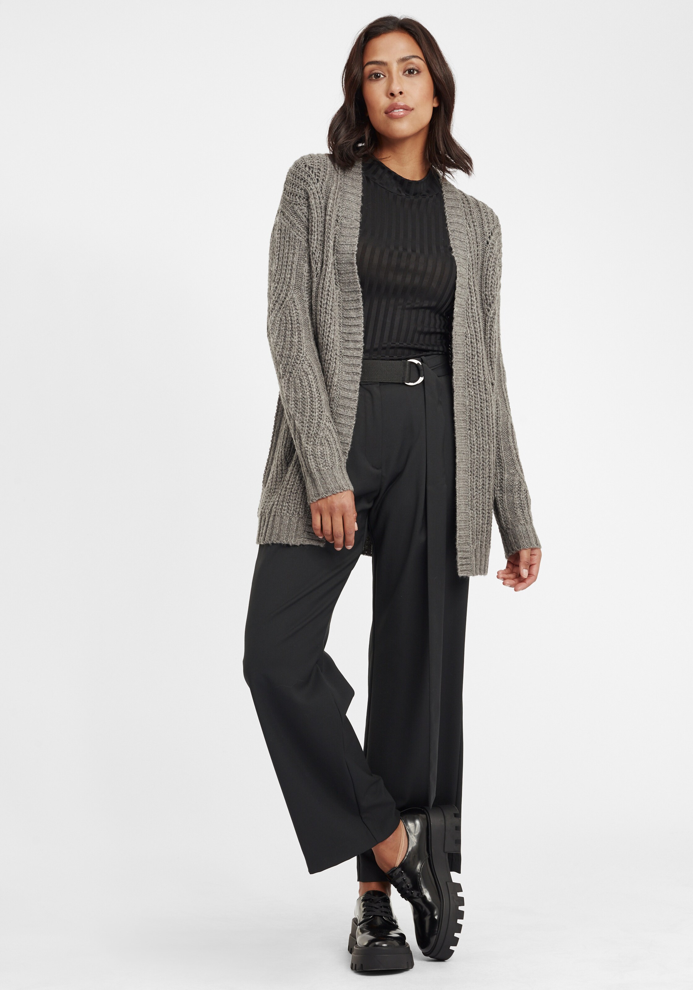 Frauen Große Größen Oxmo Strickjacke 'Cle' in Grau - MP11188 Frauen Große Größen Oxmo Strickjacke 'Cle' in Grau - MP11188