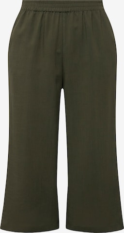 Ulla Popken - Pierna ancha Pantalón en verde: frente