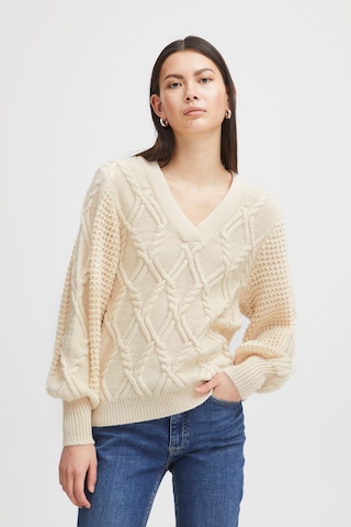 ICHI Strickpullover in Beige: predná strana