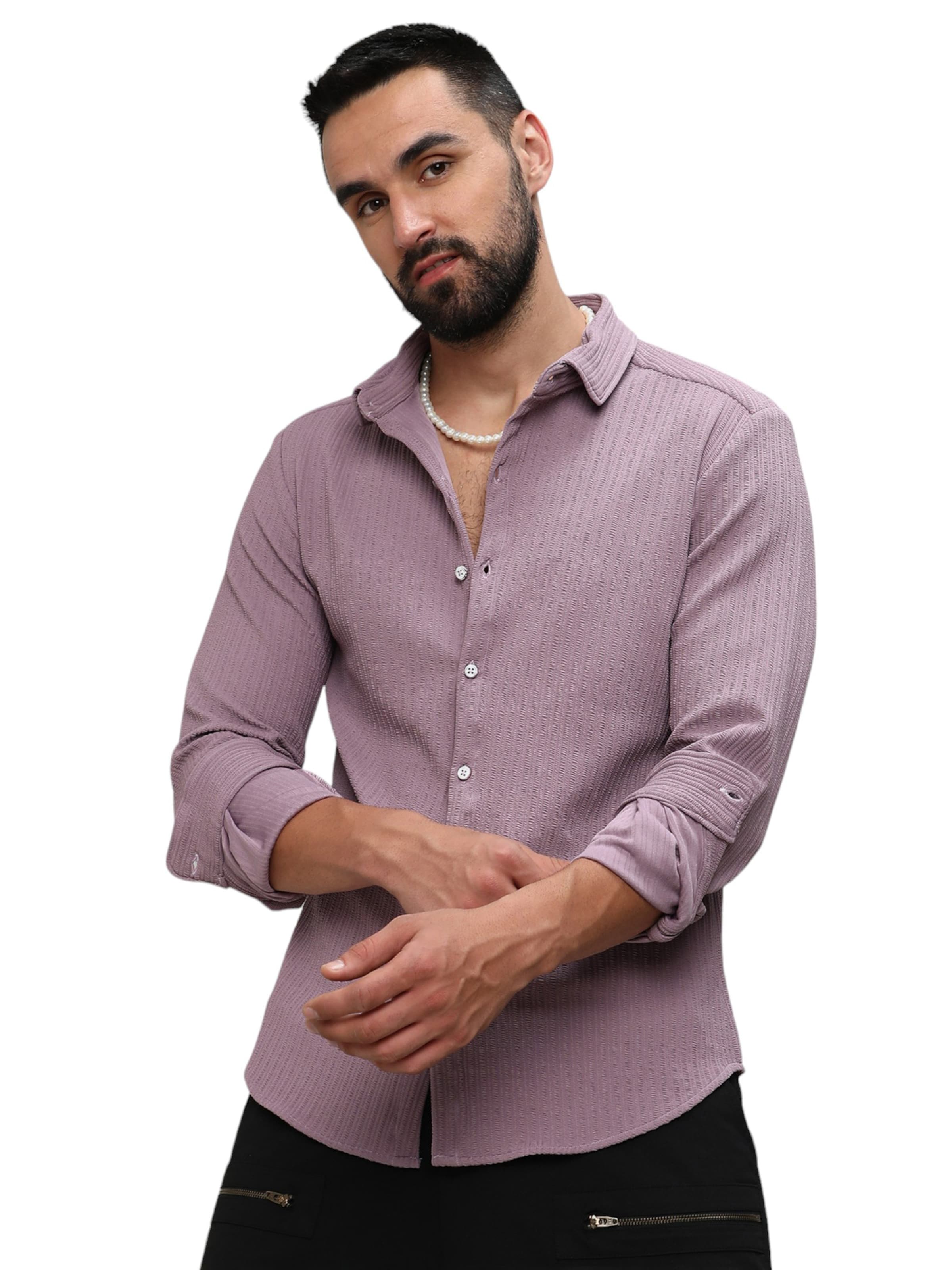 Coupe regular Chemise 'Koa' Campus Sutra en violet : devant