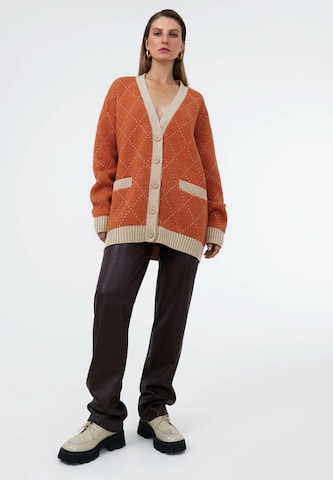 TOPTOP STUDIO Knit Cardigan in Brown: front