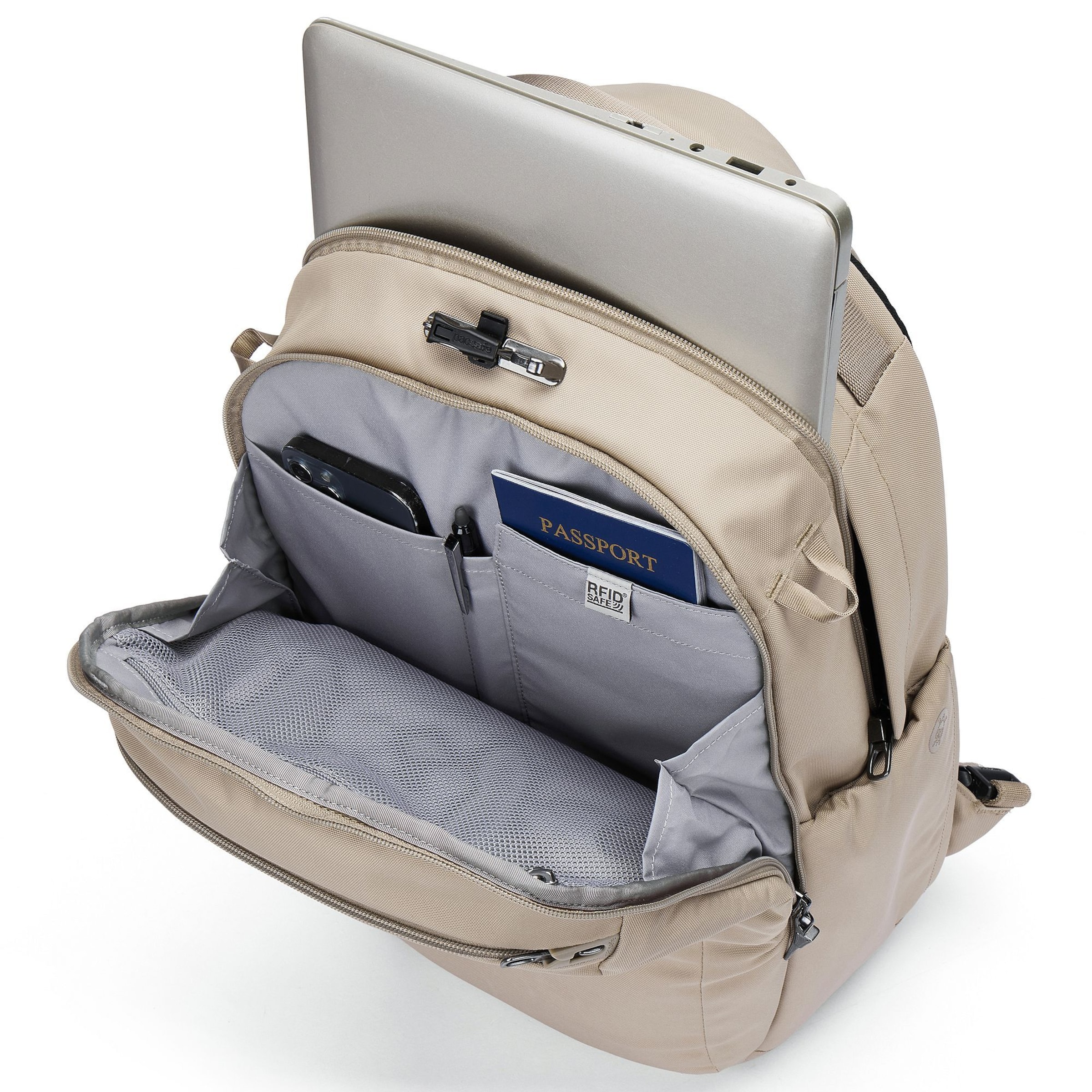 Pacsafe Rucksack 'Pacsafe' in Beige