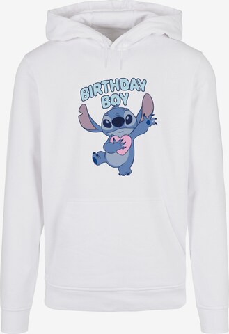 ABSOLUTE CULT Sweatshirt 'Lilo and Stitch - Birthday Boy Heart' in Wit: voorkant