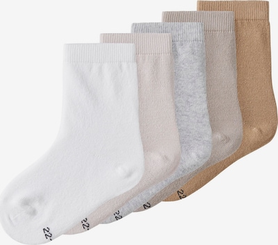 Kojinės iš TWO SOON, spalva – kupranugario / tamsi smėlio / margai pilka / balta, Prekių apžvalga