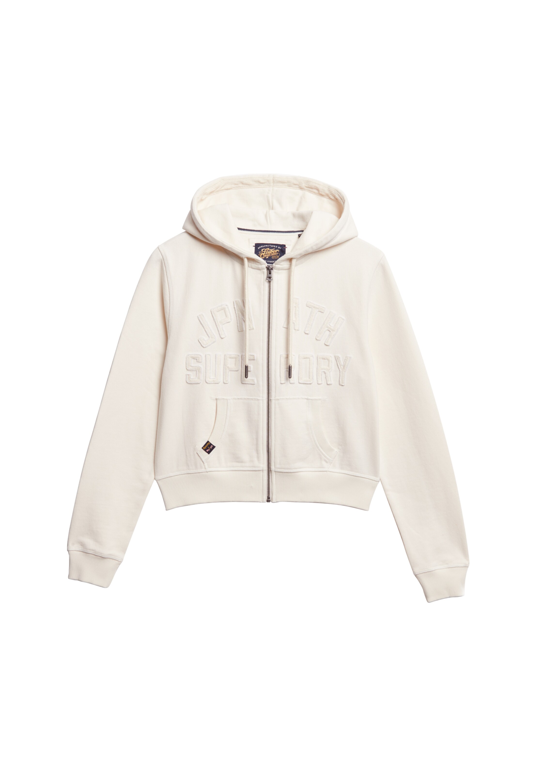 Veste de survêtement Superdry en blanc : devant