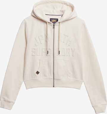 Veste de survêtement Superdry en blanc : devant