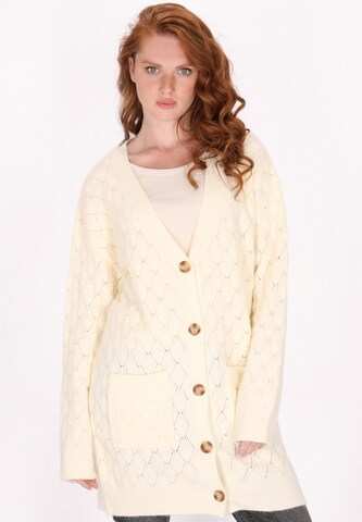 DreiMaster Vintage Strickjacke in Weiß: Vorderseite