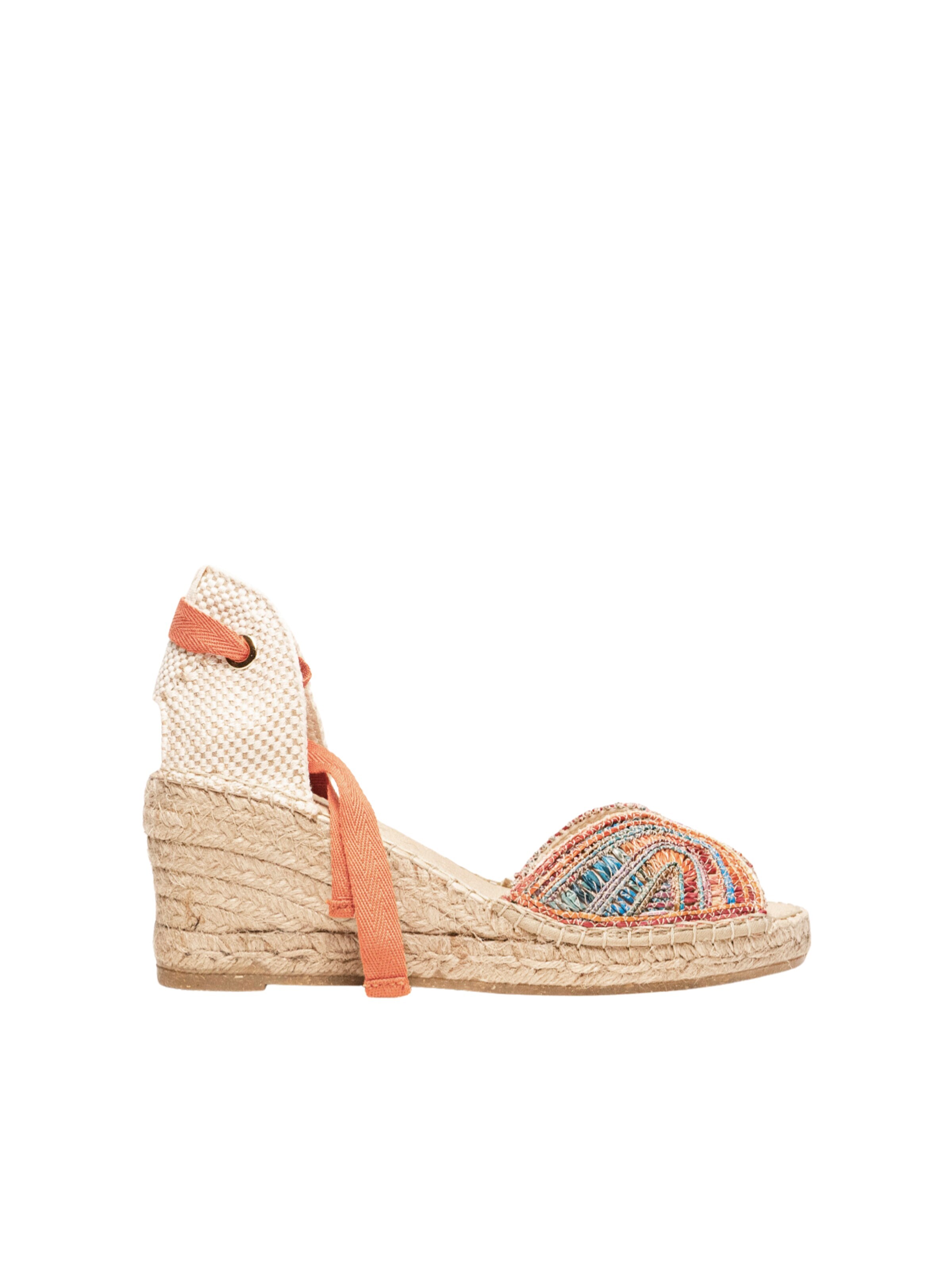 Alhamas Sandal 'Alpargata Cuña 7 cm' in Orange: front