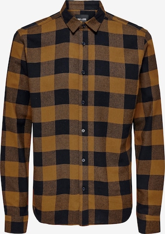 Only & Sons Button Up Shirt 'Gudmund' in Brown: front