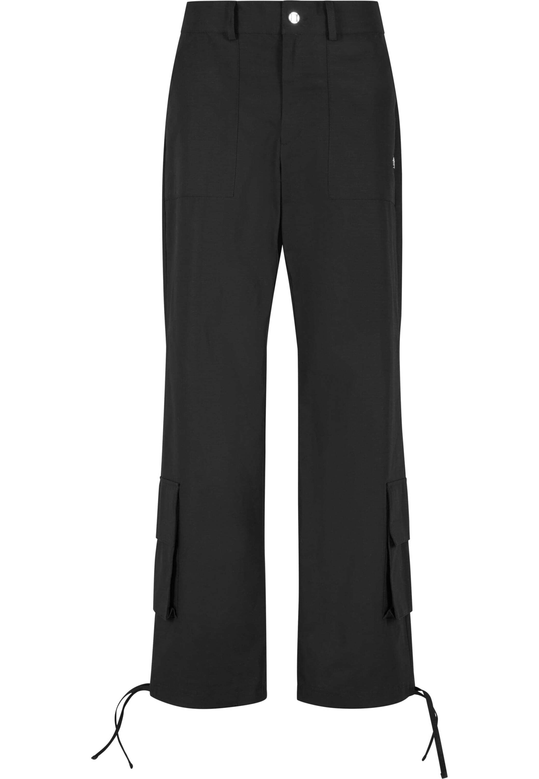 Pequs Loosefit Cargobroek in Zwart: voorkant